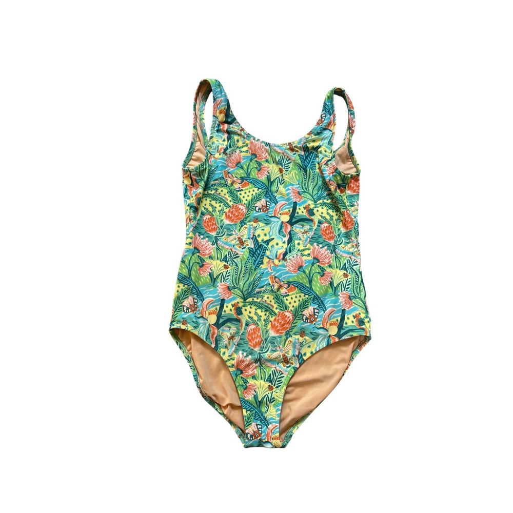 Tropical Floral One Piece Swimsuit Women Green Butterfly SIZE‎ S/M